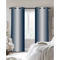 thumbnail image 4 of Ombre Dark Blue Kitchen Curtains Gradient White Abstract Minimalist Stripe Cafe Short Curtains for Bathroom Blackout Window Curtain Small Window Treatment Drapes for Bedroom Living Room 42"x45"x2, 4 of 9