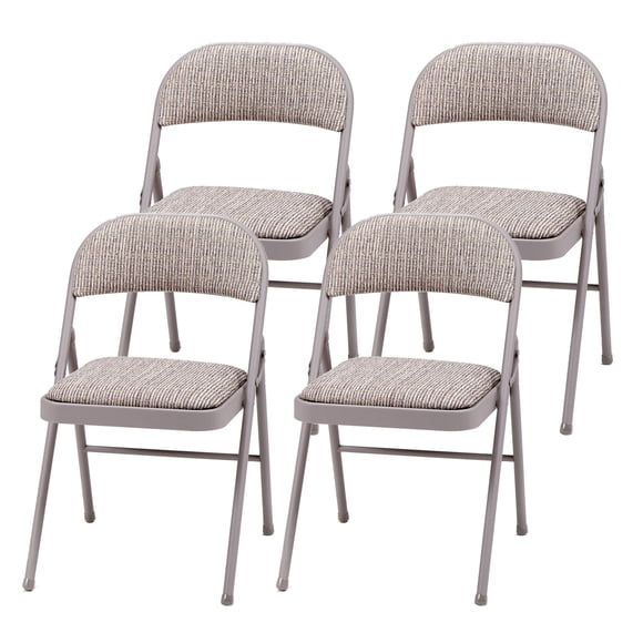 MECO Sudden Comfort Deluxe Metal Fabric Padded Folding Chair, Gray (4 Pack)