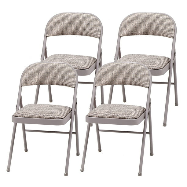 MECO Sudden Comfort Deluxe Metal Fabric Padded Folding Chair Gray 4 Pack