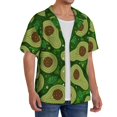 thumbnail image 2 of Balery Big Colorful Avocados Camisa Casual de Manga Corta con Botones para Hombre, Texturizada, Estilo Cubano, para Playa, Verano-3X-Large, 2 of 5