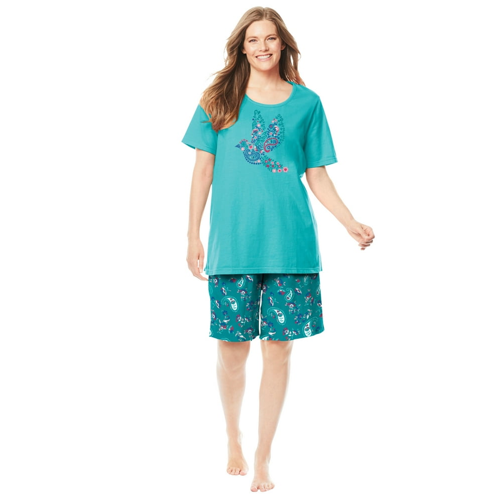 Dreams & Co. Dreams & Co. Women's Plus Size Knit Pj Short Set Pajamas