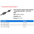 thumbnail image 2 of Front Left Driver Side CV Axle Assembly - Compatible with 2007 - 2014 Ford Edge 2008 2009 2010 2011 2012 2013, 2 of 2