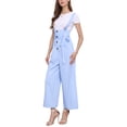 thumbnail image 4 of INSPIRE CHIC Women's Button Front High Waist Belted Straight Fit Overall Jumpsuit XL Sky Blue, 4 of 5