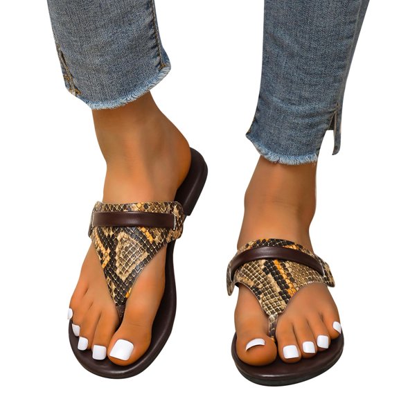 Women's Print Flat Heel Casual Vacation Open Toe Beach Sandals