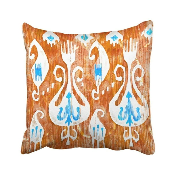 BOSDECO Blue Artistic Watercolor Ikat Floral Pattern In Watercolour