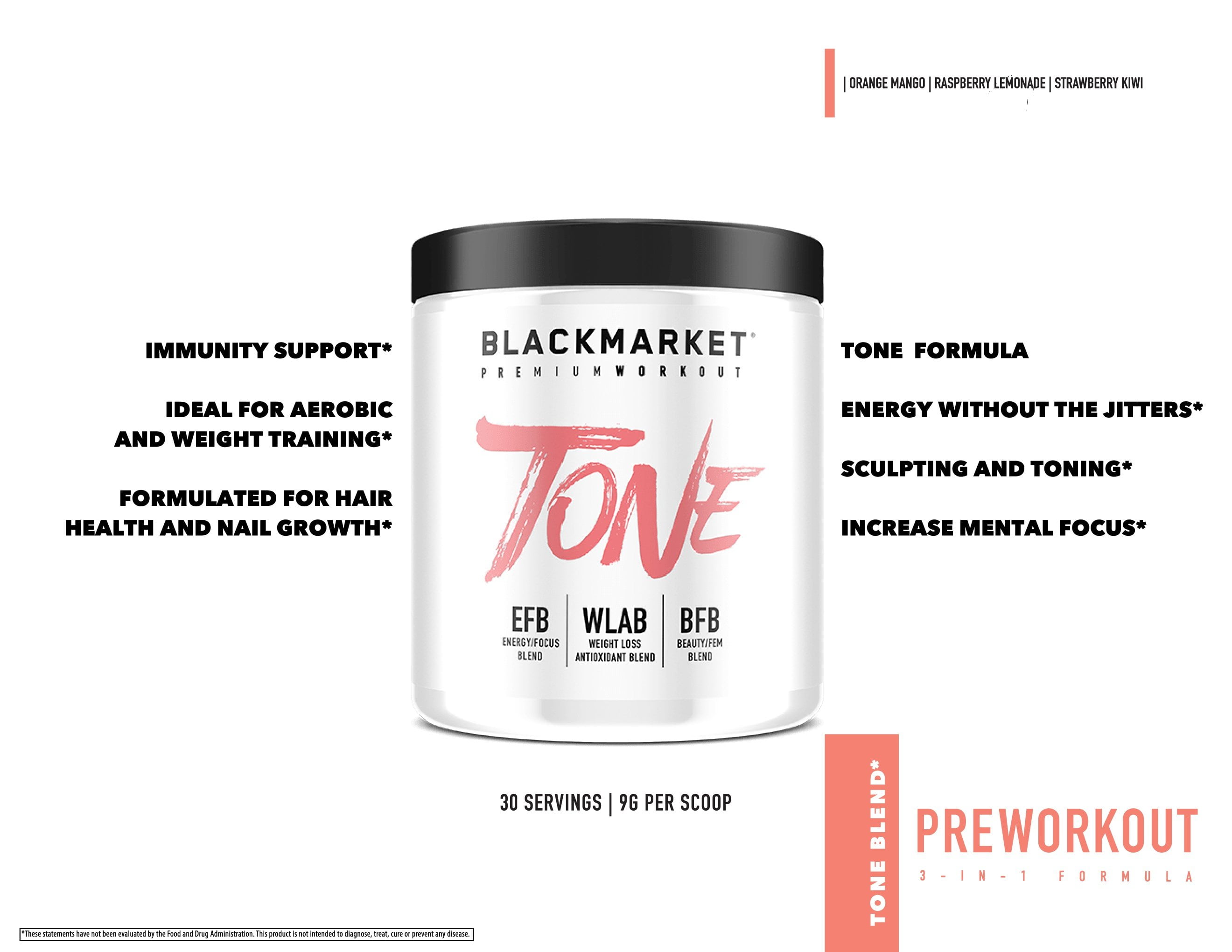 Blackmarket Labs Tone Women S Pre Workout Orange Mango 30 Servings Walmart Com Walmart Com