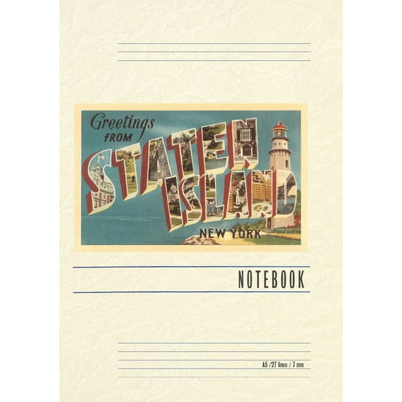 Vintage Lined Notebook Greetings from Staten Island, New York, (Paperback)