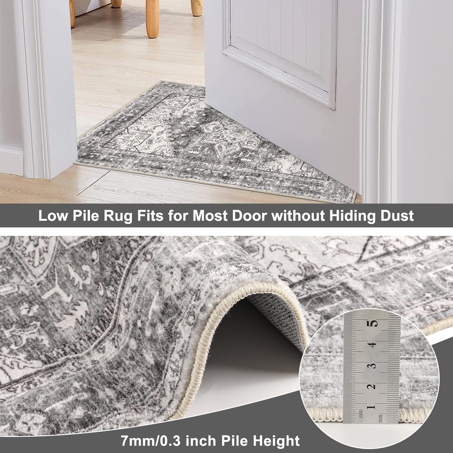 2'x10' Runner Rugs, Yamaziot Vintage Washable Hallway Rug Runner with Rubber Backing, Non-Slip Distressed Carpet Floor Mat for Bedroom, Kitchen, Laundry, Entrance