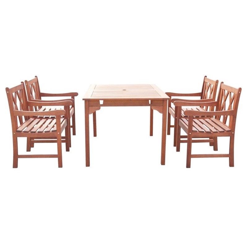 Malibu Ecofriendly 5piece Outdoor Hardwood Dining Set with Rectangle