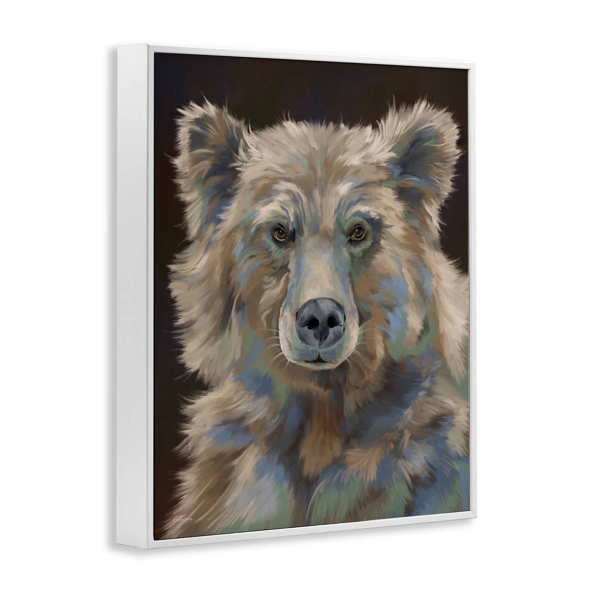Stupell Industries Fluffy Bear Portrait Animals & Insects Painting White Framed Art Print Wall Art, 24 x 30