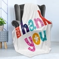 thumbnail image 4 of Thank You Soft Flannel Fleece Throw Blanket, Floral Ornamental Lettering Polka Dots Geometric Waves Hearts Smiling Stripes, Cozy Plush for Indoor and Outdoor Use, 70" x 90", Multicolor, by Ambesonne, 4 of 5