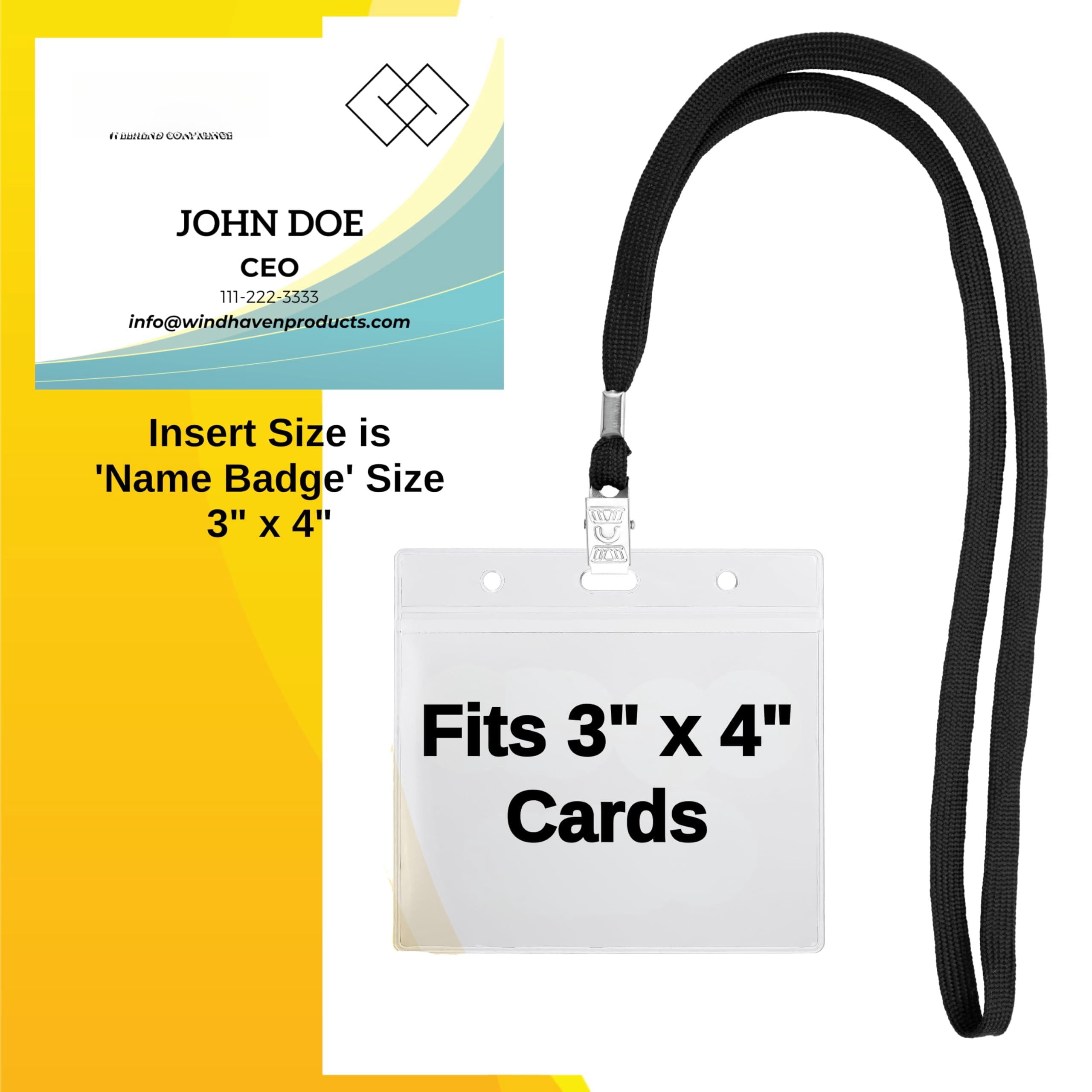 104 & 52 Qty Sets Badge Holders With Lanyards Name Tag And 3x4 Size Quick Load No Zipper Id Holder Clear Plastic (104)