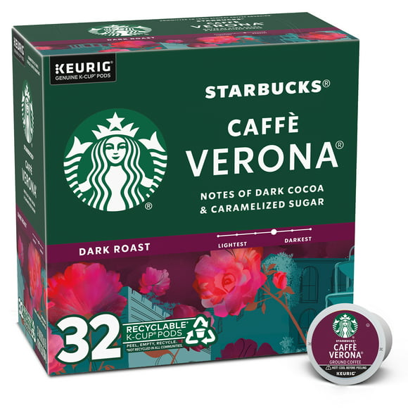 Starbucks Caff Verona, Dark Roast K-Cup Coffee Pods, 100% Arabica, 32 ct