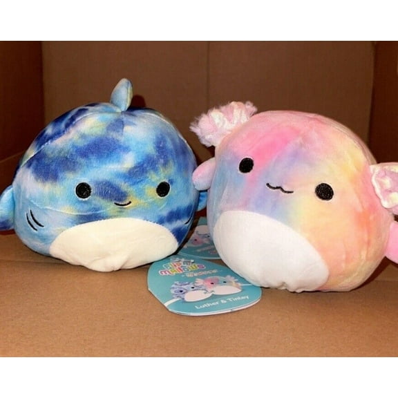 Squishmallow 5" flip a mallow Luther & Tinley shark and axolotl 