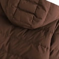 thumbnail image 7 of XPMWRP Women's Quilted Puffer Cropped Jacket Long Sleeve Puffer Down Solid Color Zip Coat Winter Warm Loose Casual Coats Brown S, 7 of 7
