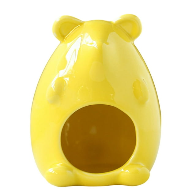 Casa para hámster, escondite, cama para mascotas, cueva de cerámica para interiores, nido para dormir para hámster Amarillo