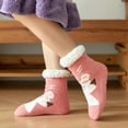 thumbnail image 2 of MZXELPRJD No Show Socks Womens Christmas Cartoon Floor Socks Thicken Warm Non-slip Sleeping Socks Slippers Socks, Crew Socks for Women Pink, 2 of 4