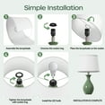 thumbnail image 2 of 19”Ceramic Table Lamp Set of 2, Modern Bedside Lamps for Nightstand, Bedroom, Living Room with Rocker Switch, Green, 2 of 7