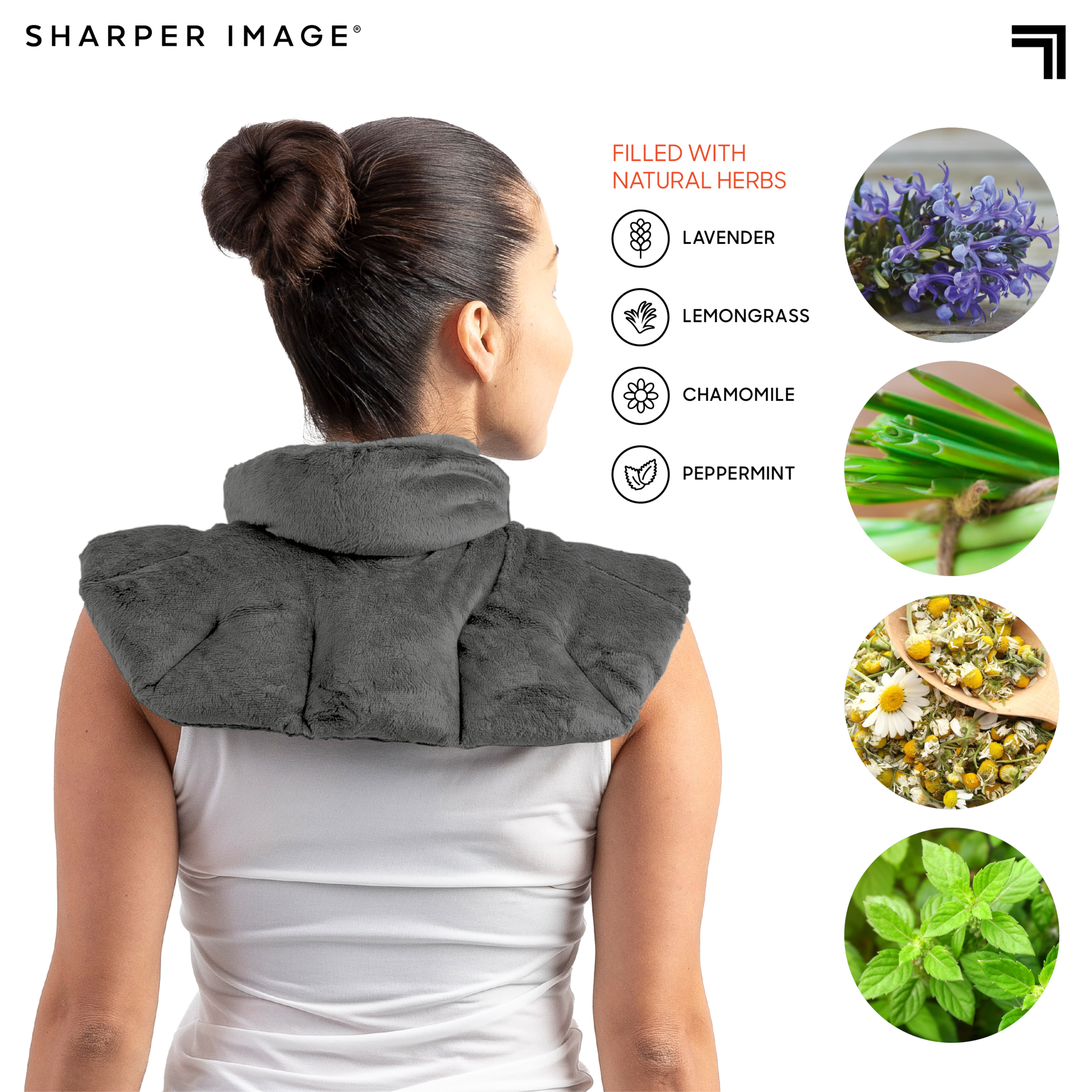 Sharper Image Heated Neck Back Massager Weighted Wrap Gray 1015847