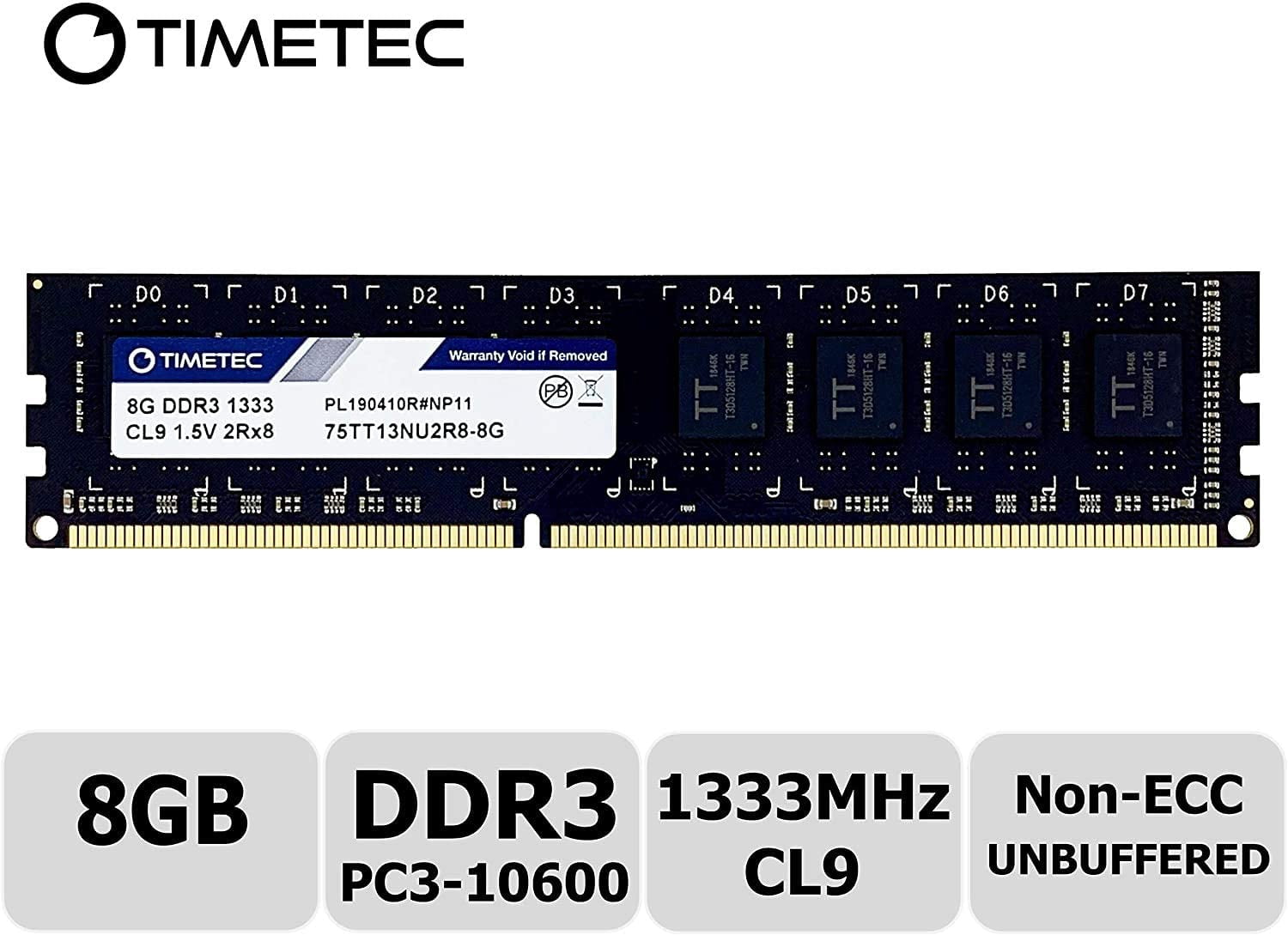 Timetec Hynix Ic 8gb Ddr3 1333mhz Pc3 Unbuffered Non Ecc 1 5v Cl9 2rx8 Dual Rank 240 Pin Udimm Desktop Memory Ram Walmart Canada
