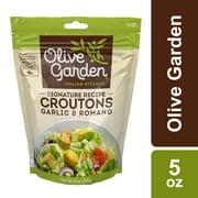 Olive Garden Garlic Romano Regular Seasoned Croutons, 5 oz Resealable Bag, Ready to Eat