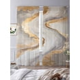 thumbnail image 3 of Yellow Grey Ombre Sheer Curtains 108 Inch Length 2 Panels Set for Living Room/Bedroom, Modern Marble Ink Painting Art Semi Curtain Sheers Drapes Rod Pocket Curtains Window Treatment Set 52''x108''x2, 3 of 7