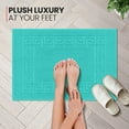 thumbnail image 2 of Canadian Linen Everest Bathmats, 2 Pack, 20"x30", Lightweight Quick Dry Soft Absorbent Cotton Bath Mat Washable Shower Tub with Greek Key Design, Teal, 2 of 9