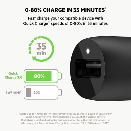 Belkin BoostCharge - Car power adapter - 18 Watt - QC 3.0 (USB) - black