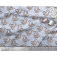 thumbnail image 2 of Soimoi Polyester Crepe Fabric Feather,Branch & Sloth Cartoon Print Fabric by The Yard 52 Inch Wide, 2 of 3