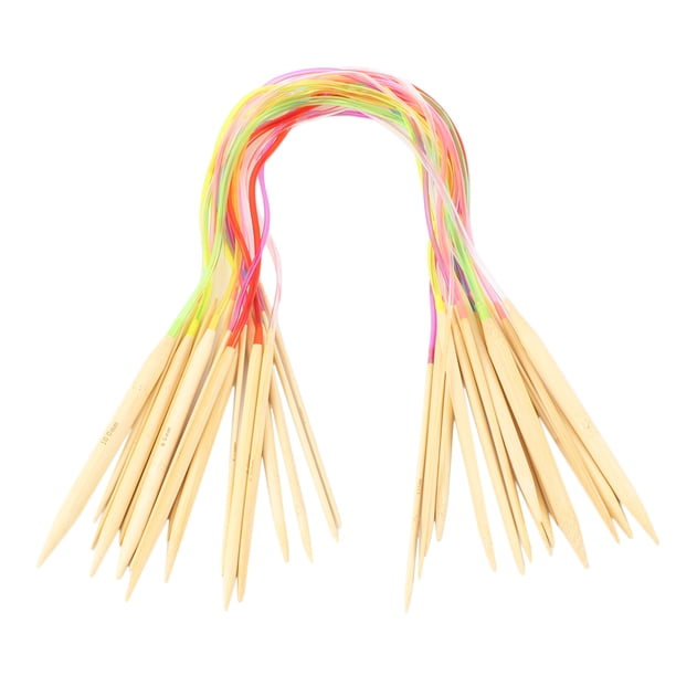 EeaseMX Juego de 18 agujas circulares de tejer de 60 cm, profesionales, de colores, para crochet.
