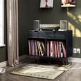 thumbnail image 2 of TC-HOMENY Vinyl Record Player Stand, Entertainment Center with Album Storage, Turntable Cabinet w/Charging Power Port, Black, 2 of 7