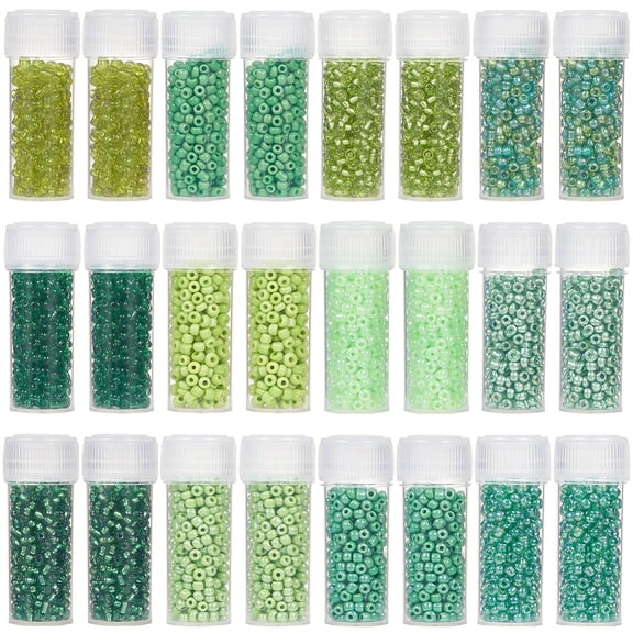 Glass Seed Beads Round Green 2~2.5x1.5~2mm Hole: 0.8~1mm 12 colors 10g/color