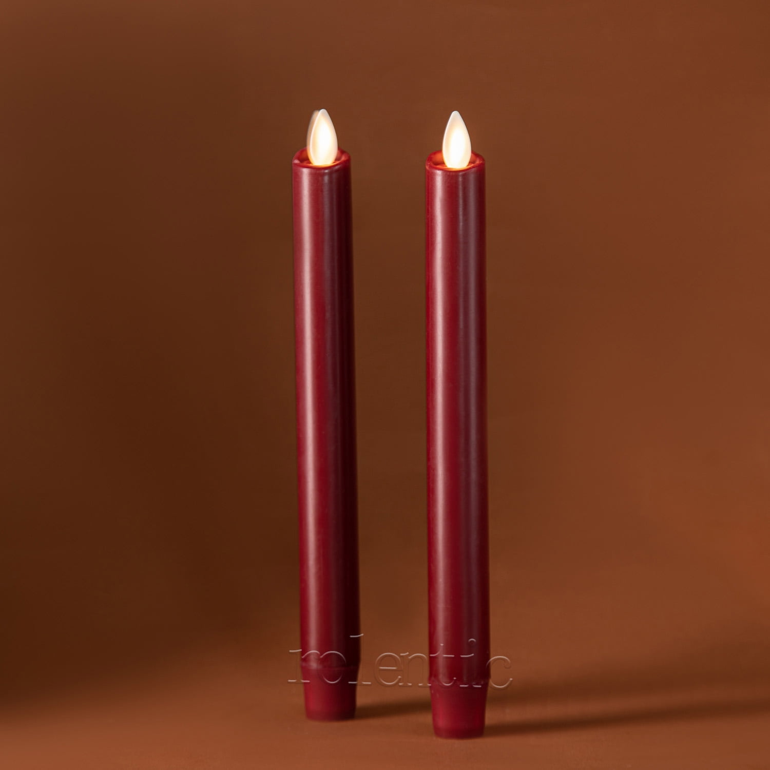 8" Flameless Red Candles, 2-Pack - Remote & Battery O