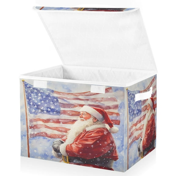 Ryvnso Christmas Santa Claus Large Lidded Foldable Storage Baskets Cubes Boxes Lids Bin for Home