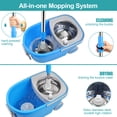 thumbnail image 2 of Spin Mop and Bucket with Wringer Set On Wheels, 360° Spinning Mop Bucket System for Floor Cleaning, 3 Microfiber Mop Replacement Head Refills, 61" Stainless Steel Adjustable Handle for Home Blue, 2 of 7