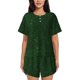 thumbnail image 1 of Balery Emerald Green Sparkling Conjunto de Pijama para Mujer con Estampado, Dos Piezas de Manga Corta y Shorts, Ropa de Dormir Suave con Cuello Redondo y Bolsillos-4X-Large, 1 of 5