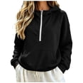 thumbnail image 6 of WWC Womens Hoodie, Quarter Zip Pullover Sweatshirt with Pockets, Loose Fit Half High Collar Casual Sweater S-XXL, 6 of 7