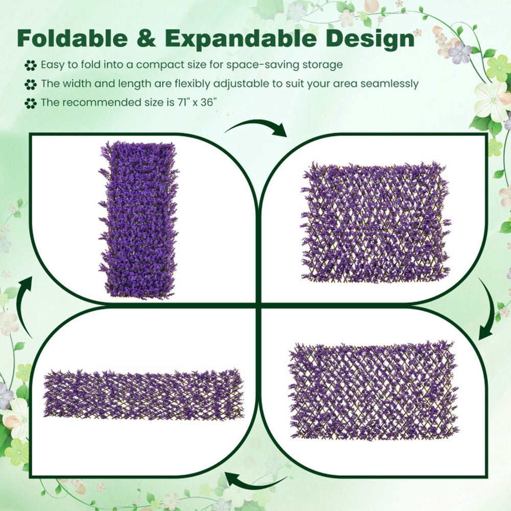 Resenkos Hedges Fence,Faux Hedge Panels,Decorative Faux Purple Eucalyptus Fencing Panel with Real Willow Frame for Balcony Patio