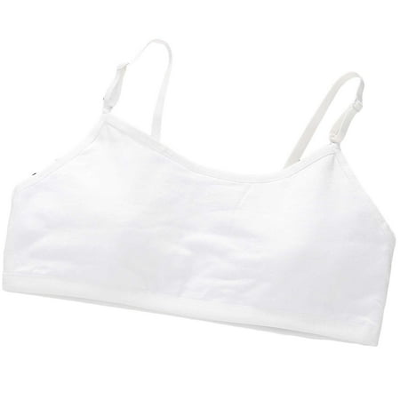 Girls Training Bras Crop Top Bra Seamless Sports Bra Training Camisole Style Lightweight Kids Underwear White 10 Years-14 Years