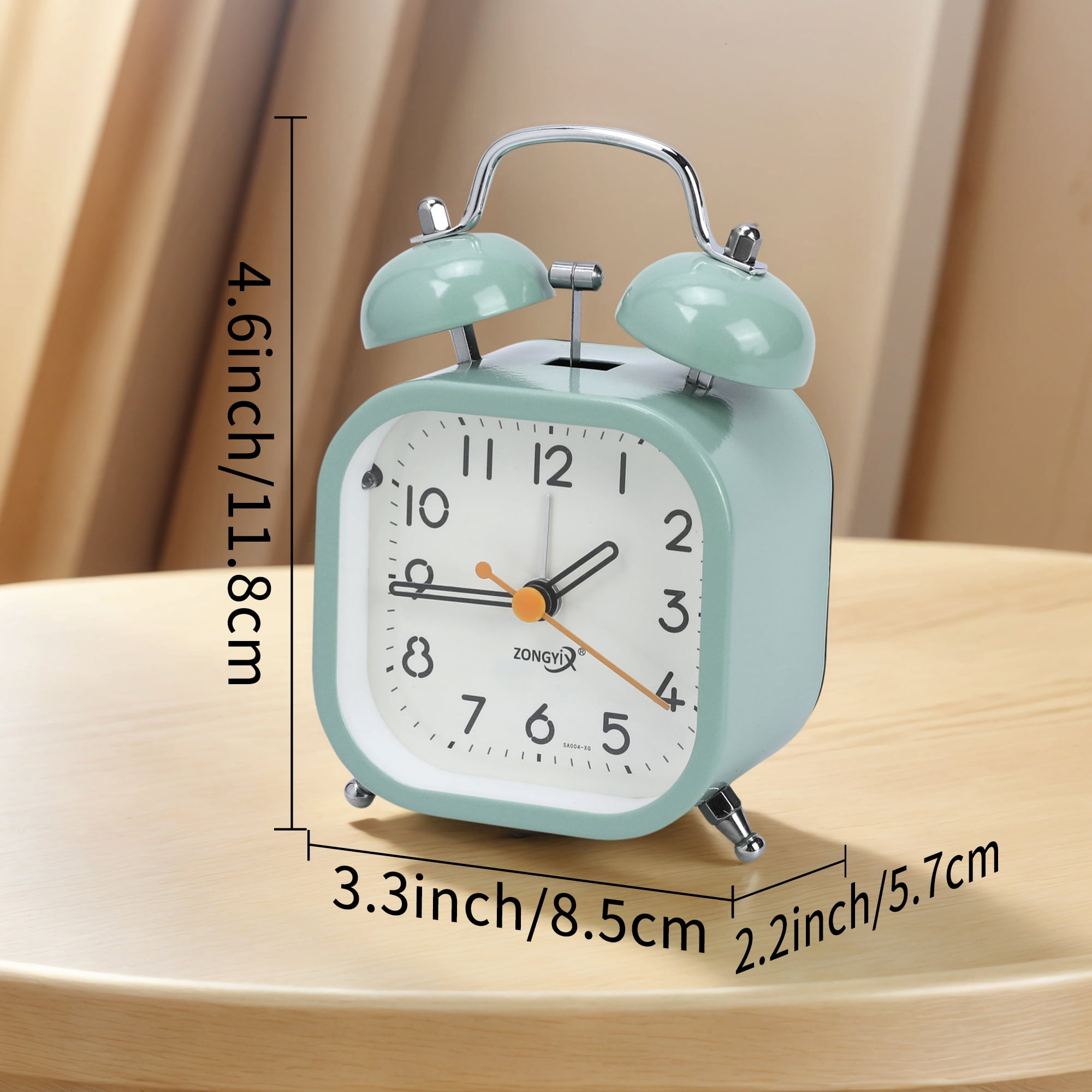 Unique Bargains Square Mechanical Loud Alarm Clock White 3.3"L x 2.2"W x 4.6"H