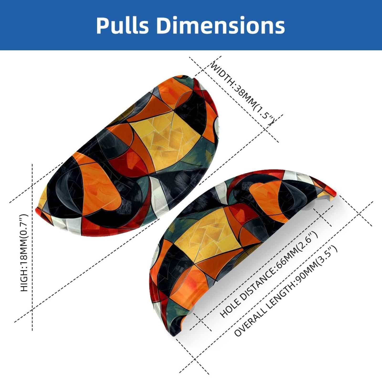 PhooArto 6 Pcs Cup Drawer Pulls, Art Colorful Abstract Pattern Shell Shape Handles Cabinet Knobs for Dresser Cupboard Closet Wardrobe with Screws