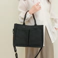 thumbnail image 2 of Canvas Tote Bag with Multi-Pocket for Adults, Large Crossbody Shoulder Handbag Daily Tote Bag with Compartments, Durable Laptop Work Bags Shoulder Travel Messenger Gym Totes, 1Pc(Black,13.4x5.5x10"), 2 of 5