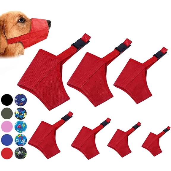 Dog Muzzle Suit, 7PCS Dog Muzzles for Biting Barking Chewing, Adjustable Dog Mouth Cover for Small Medium Large Dogs, Soft Comfortable Dog Muzzle for Long Snout