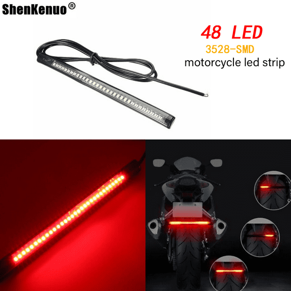 8” Red/Amber LED Motorcycle Turn Signal Brake Tail Light Strip for Bobber Cafe Racer ATV
