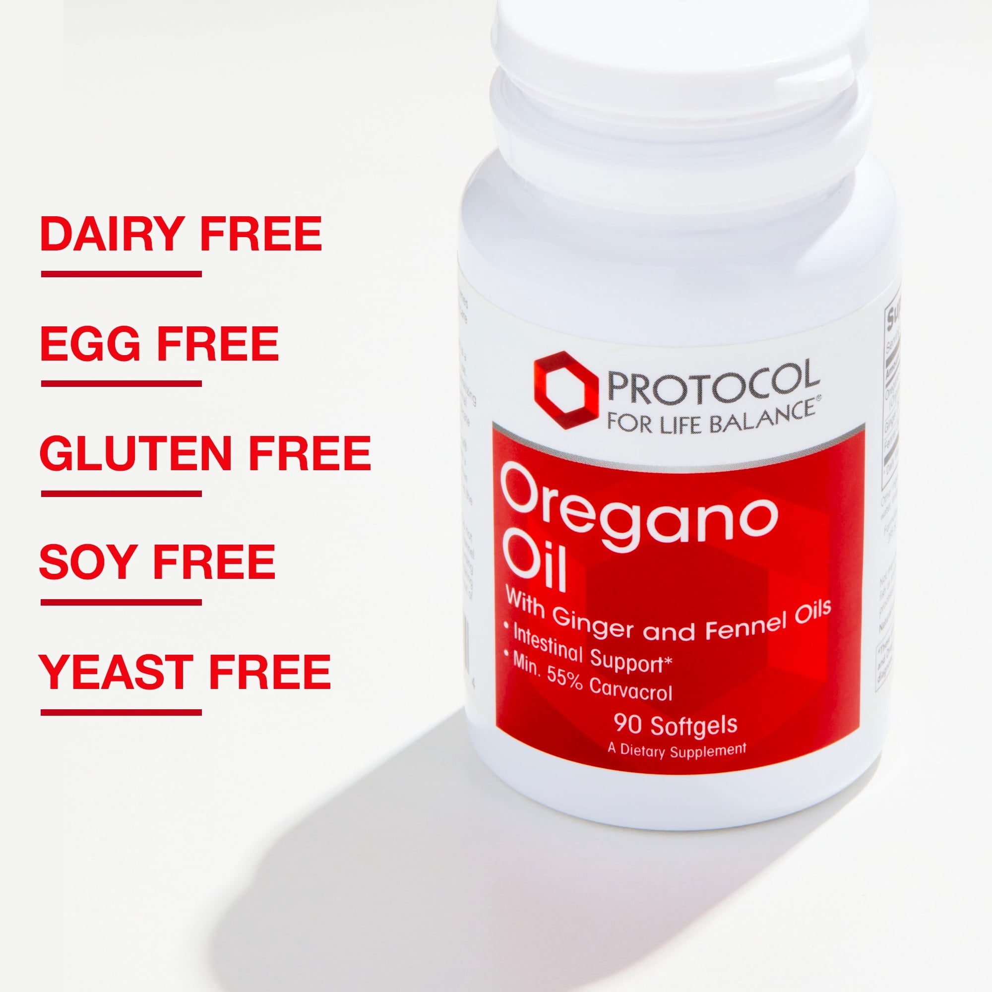 Protocol For Life Balance - Oregano Oil - with Ginger and Fennel Oil, Helps Provide Intestinal Support, Immune System Function - 90 Softgels