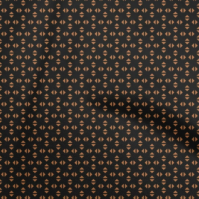 oneOone Popeline de Coton Tissu Noir Robe Géométrique Tissu Tissu Imprimé par la Cour 42 Pouces de Large