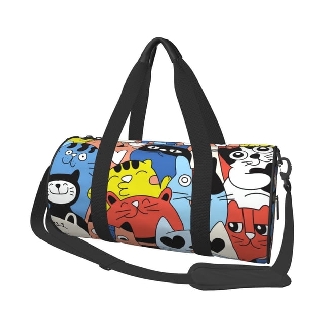 Balery Funny Cats Bolsa de Gimnasio para Mujeres y Hombres, Bolsa de Viaje Impermeable, Bolsa de Fin de Semana con Compartimento para Zapatos y Bolsillo Húmedo