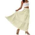 thumbnail image 5 of Maxi Skirts for Women Summer Elastic High Waist A-Line Flowy 3-Layer Tiered Ruffle Long Skirt with Pockets Yellow XL, 5 of 7