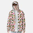 thumbnail image 2 of Daiia Abstract Pink Plaid Butterfly UPF 50+ Sun Protection Hoodie Jacket Lightweight Long Sleeve Sun Shirt for Women Men with Pocket Hiking Outdoor-3X-Large, 2 of 7