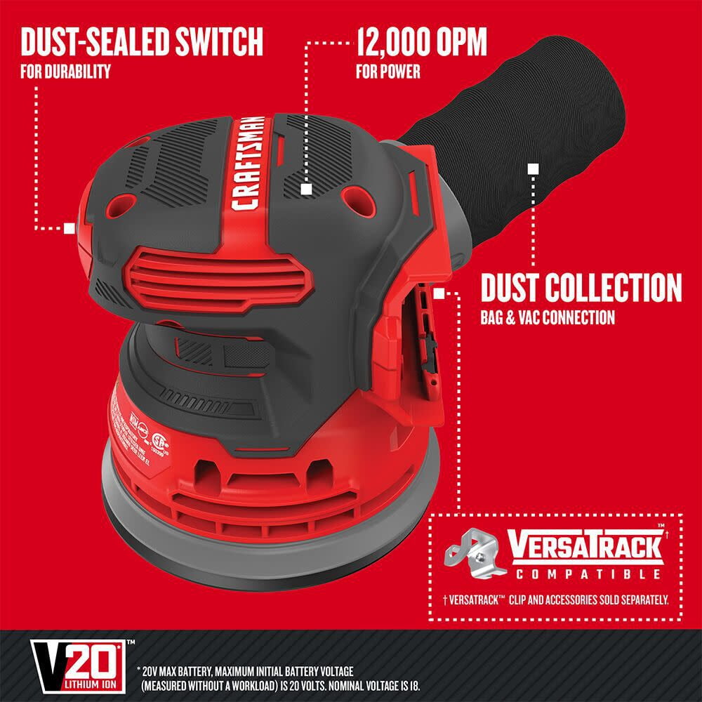 Free Shipping CRAFTSMAN V20 Random Orbit Sander Tool Only CMCW220B Walmart Walmart